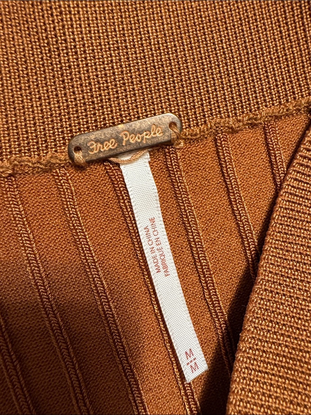 Free People Ribbed Midi Skirt - Rust Orange - Picture 3 of 4